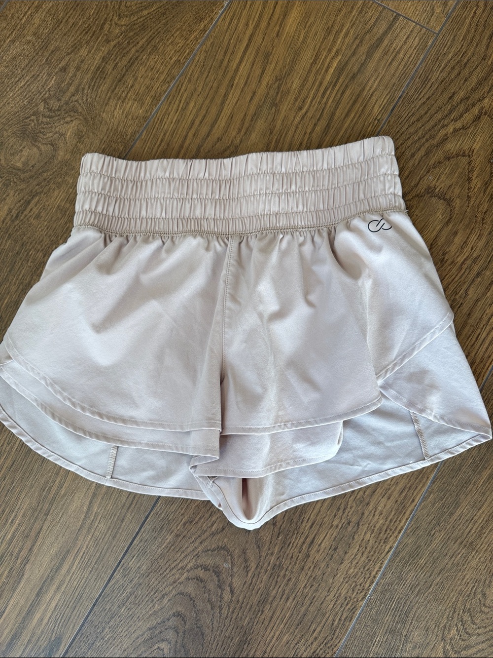 Calia Women's Layered Athletic Shorts in Light Beige Size-Small
